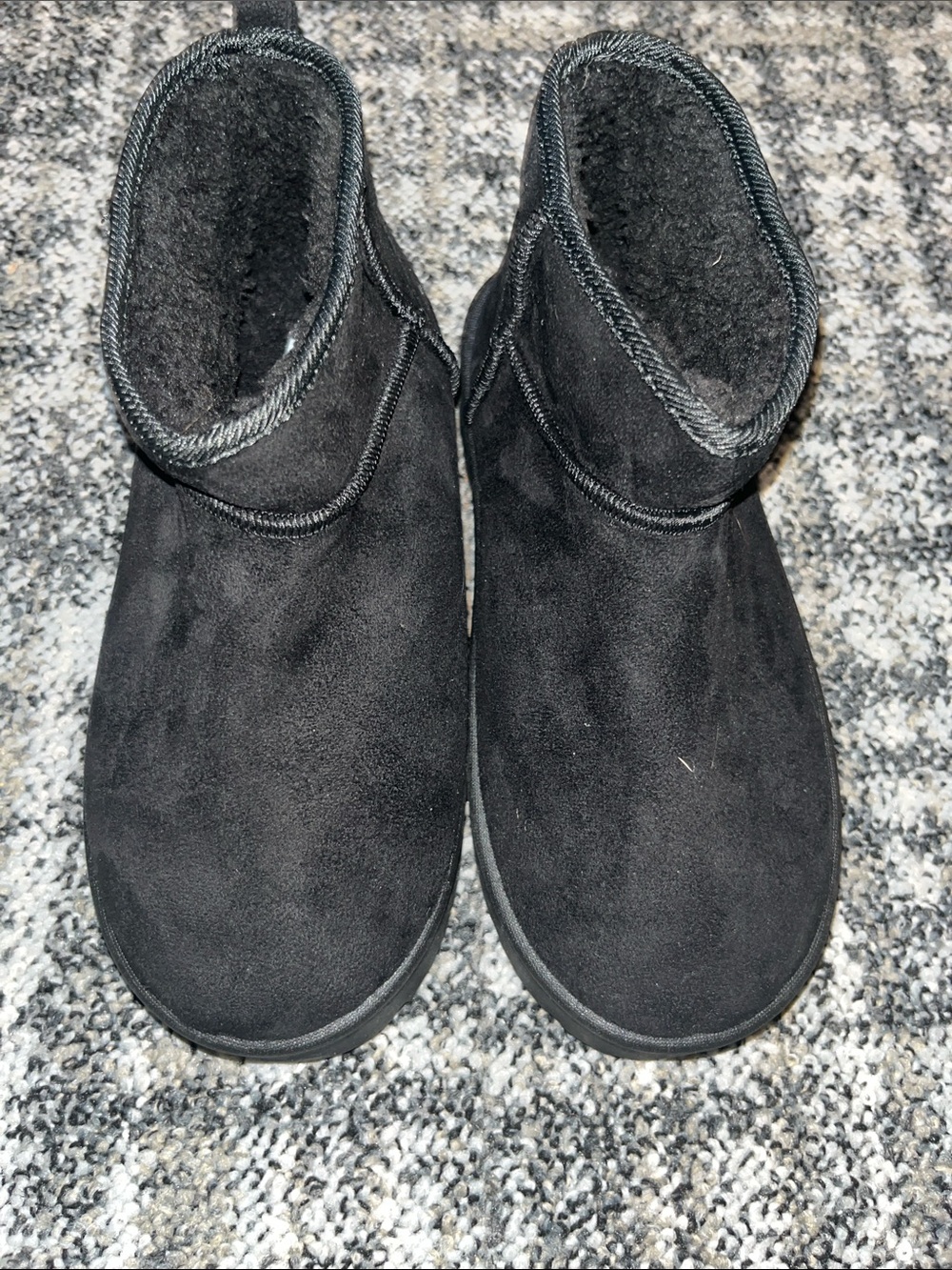 Brand New Women's Black Faux-Suede Cozy Ankle Boots